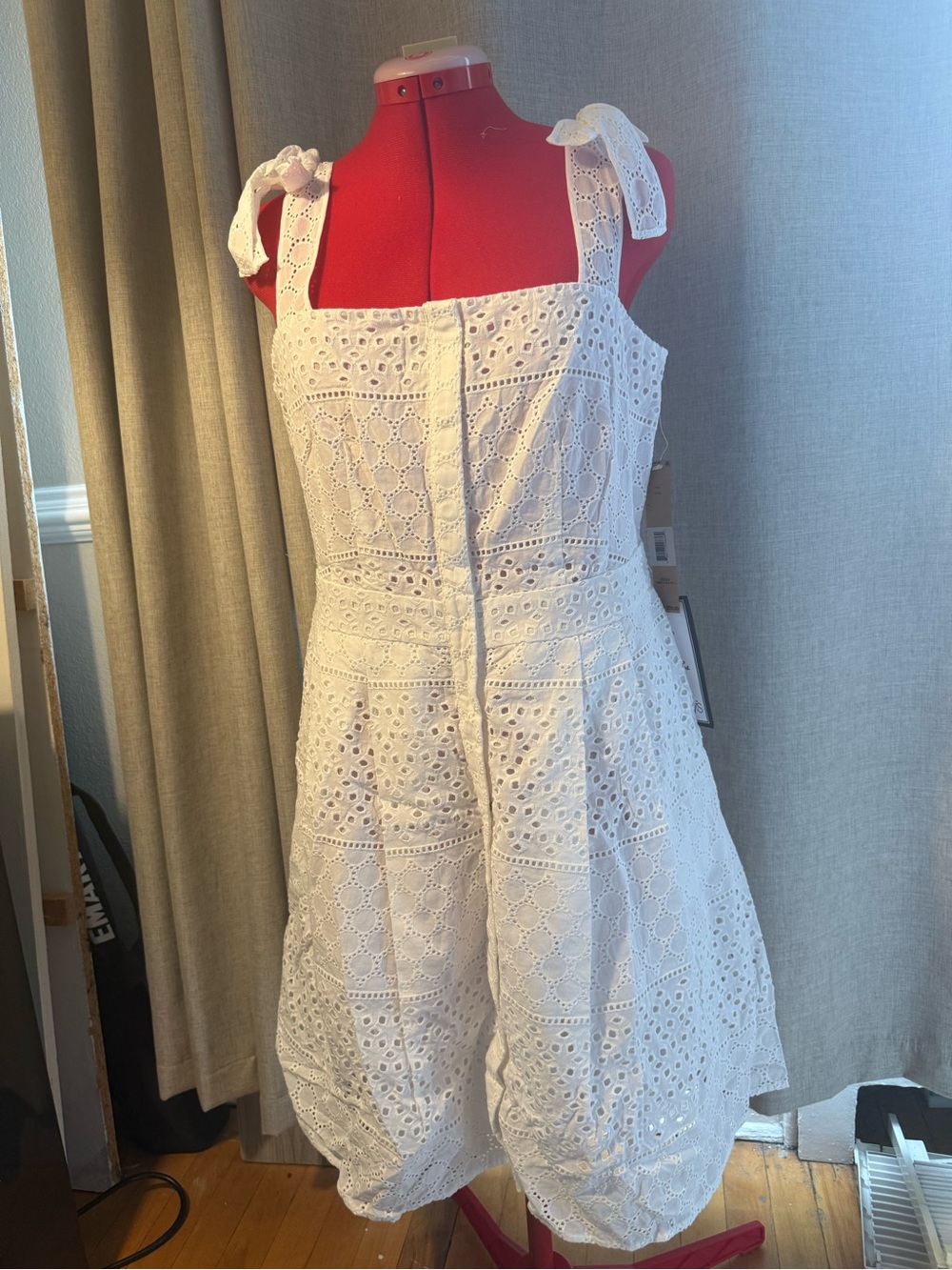 Rachel Roy White Eyelet Tie-Shoulder Sundress